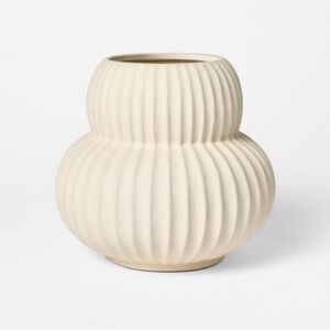 Textured Cream Double-Bulb Ceramic Accent Vase